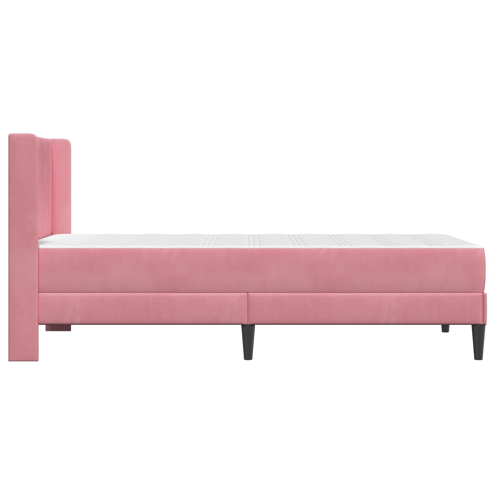 Sengeramme med madras med hovedgærde Lyserød 90 x 200 cm Fløjl