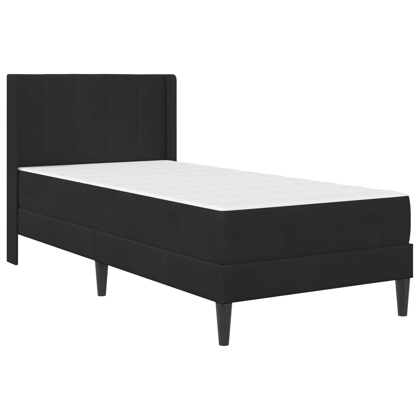 Sengeramme med madras med hovedgærde Sort 90 x 200 cm Fløjl