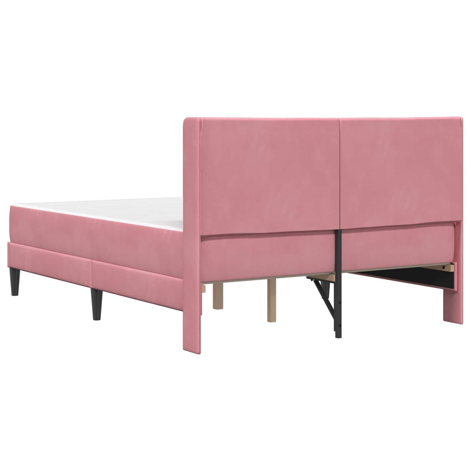 Sengeramme med madras med hovedgærde Lyserød 120 x 190 cm Fløjl