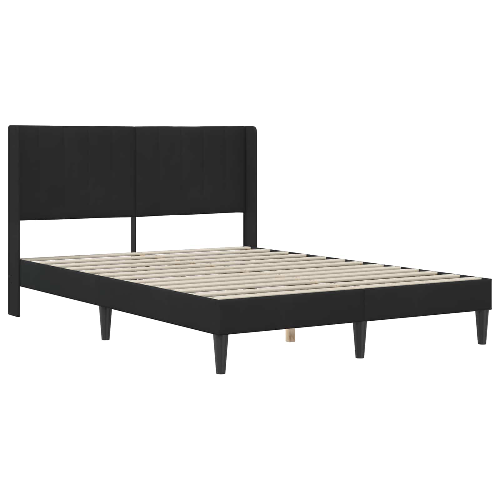 Sengeramme med madras med hovedgærde Sort 140 x 190 cm Fløjl