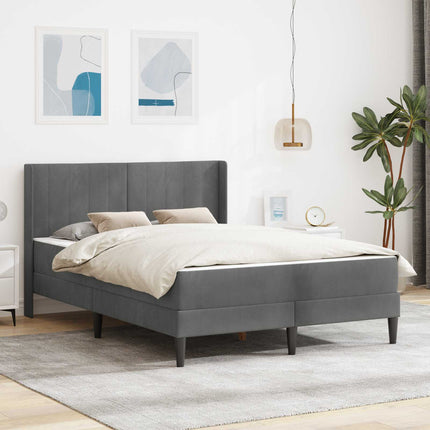 Sengeramme med madras Mørkegrå 140 x 200 cm Fløjl