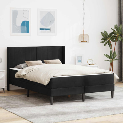 Sengeramme med madras med hovedgærde Sort 160 x 200 cm Fløjl