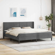 Sengeramme med madras Mørkegrå 200 x 200 cm Fløjl