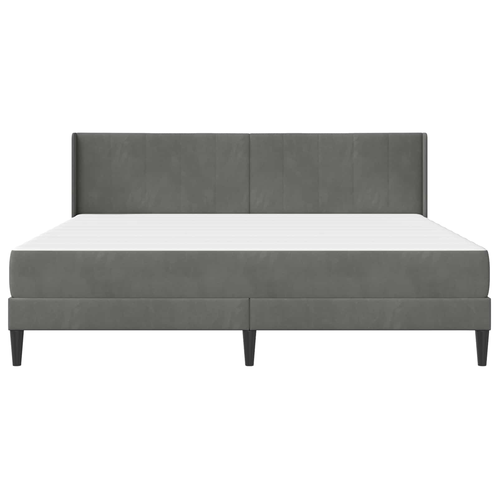 Sengeramme med madras Mørkegrå 200 x 200 cm Fløjl