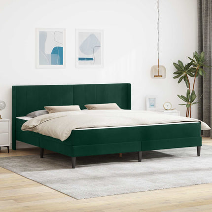 Sengeramme med madras Mørkegrøn 200 x 200 cm Fløjl