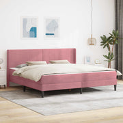 Sengeramme med madras med hovedgærde Lyserød 200 x 200 cm Fløjl