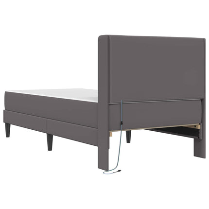 Sengeramme med madras Grå 80 x 200 cm Kunstlæder