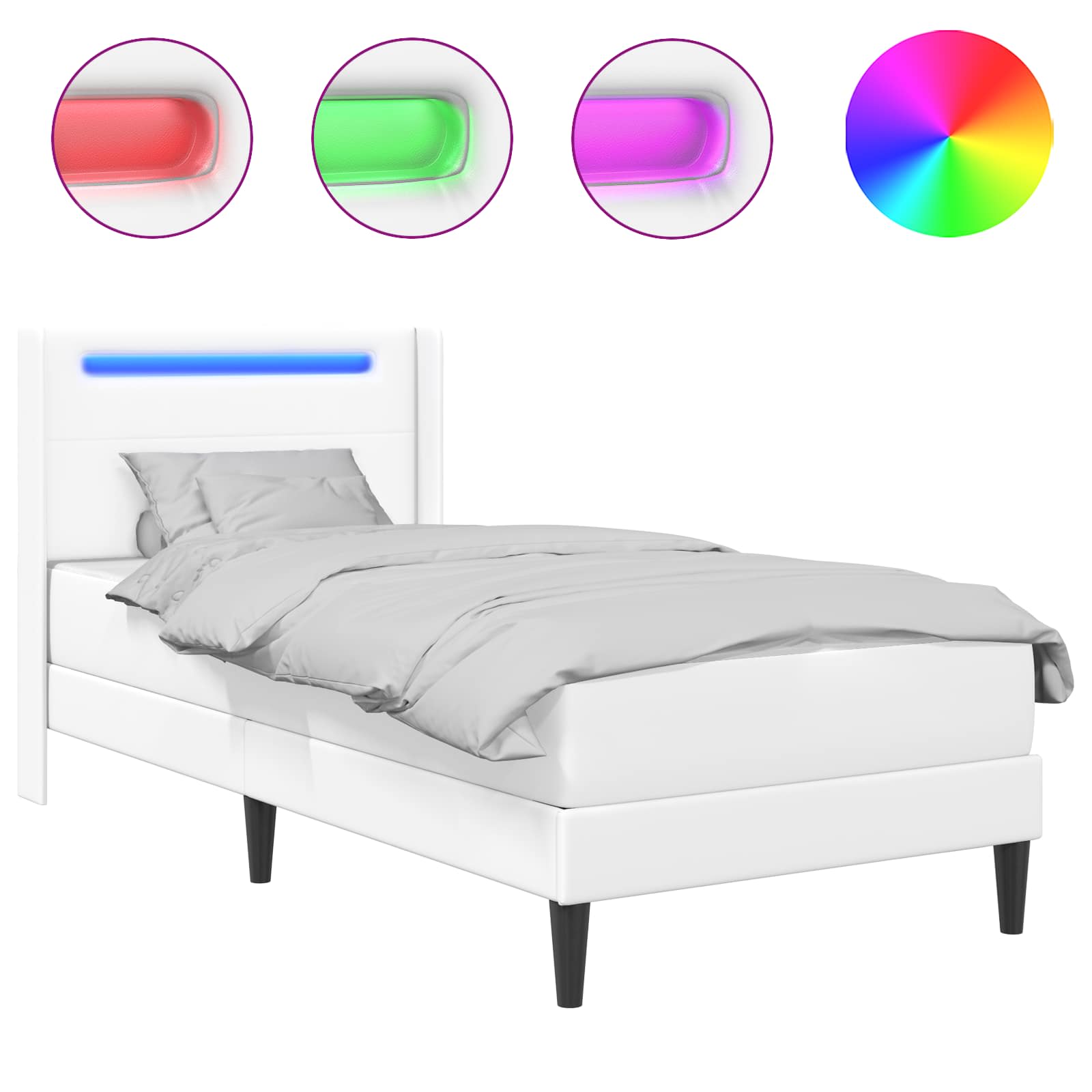 Sengeramme med madras Hvid 80 x 200 cm Kunstlæder