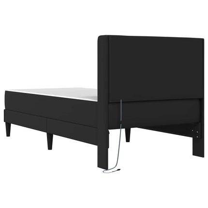 Sengeramme med madras Sort 90 x 190 cm Kunstlæder
