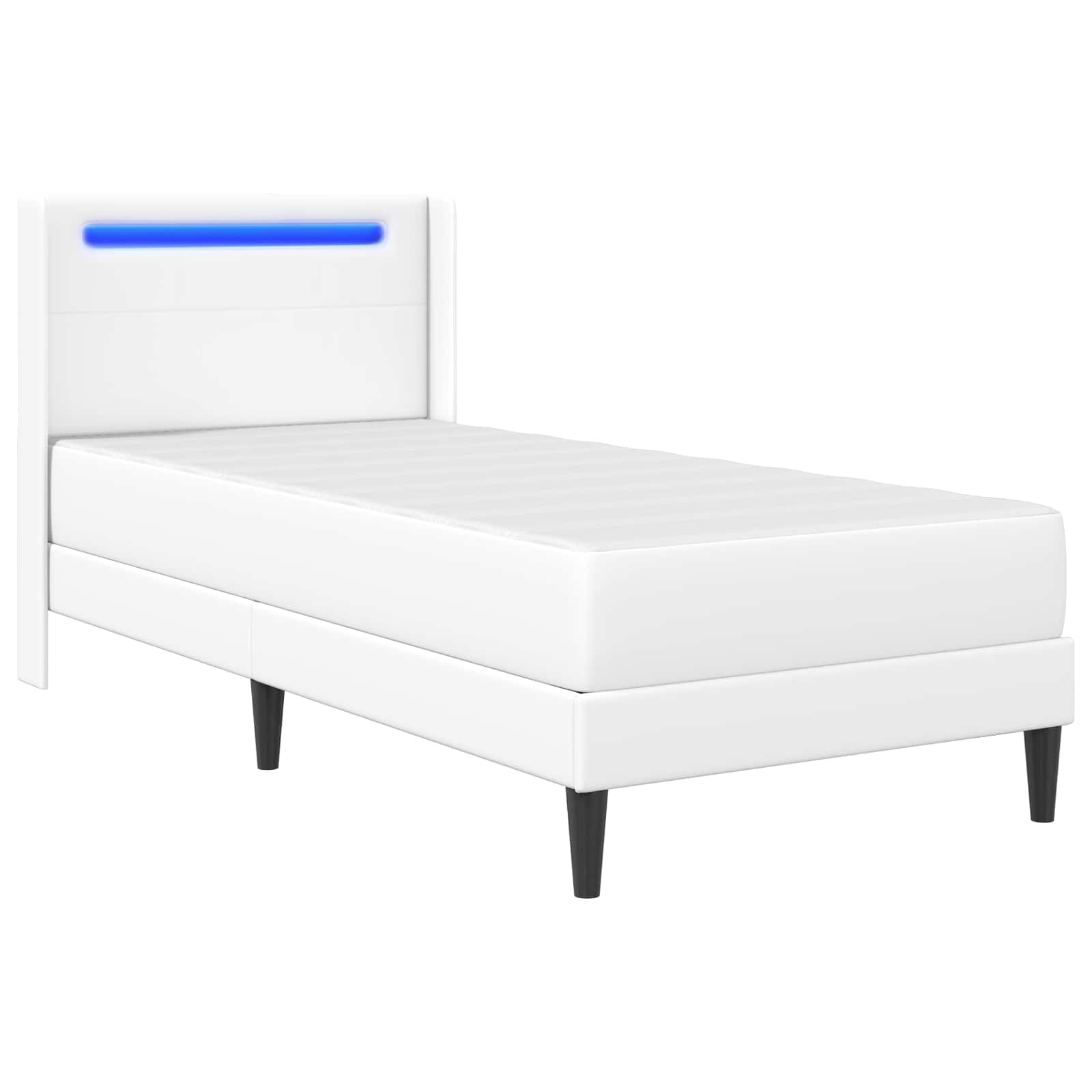 Sengeramme med madras Hvid 90 x 190 cm Kunstlæder