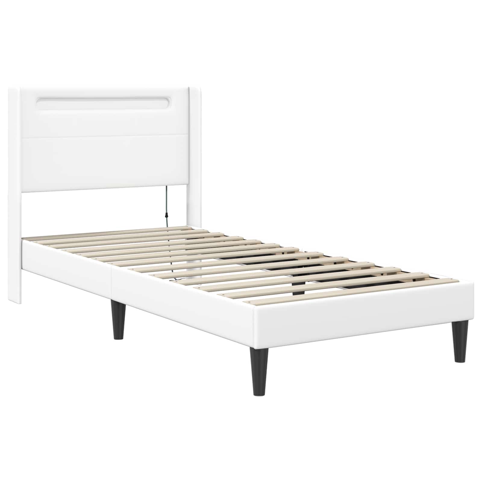 Sengeramme med madras Hvid 90 x 190 cm Kunstlæder