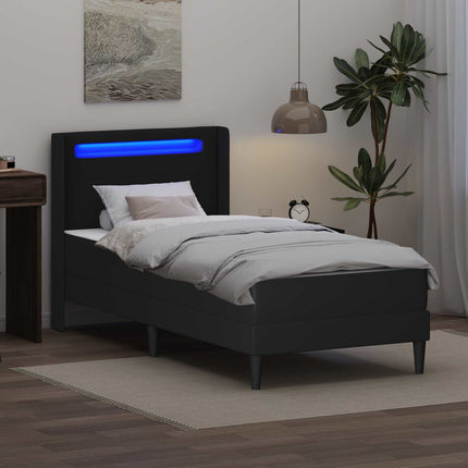 Sengeramme med madras Sort 90 x 200 cm Kunstlæder
