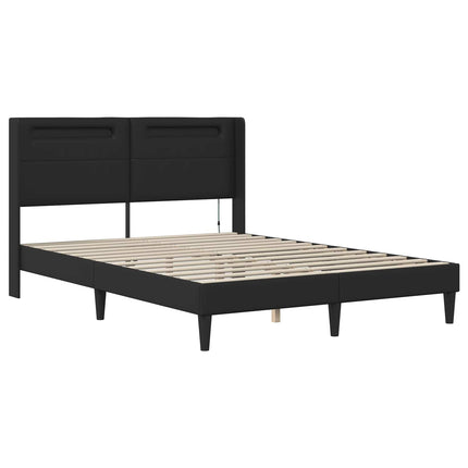 Sengeramme med madras Sort 120 x 190 cm Kunstlæder