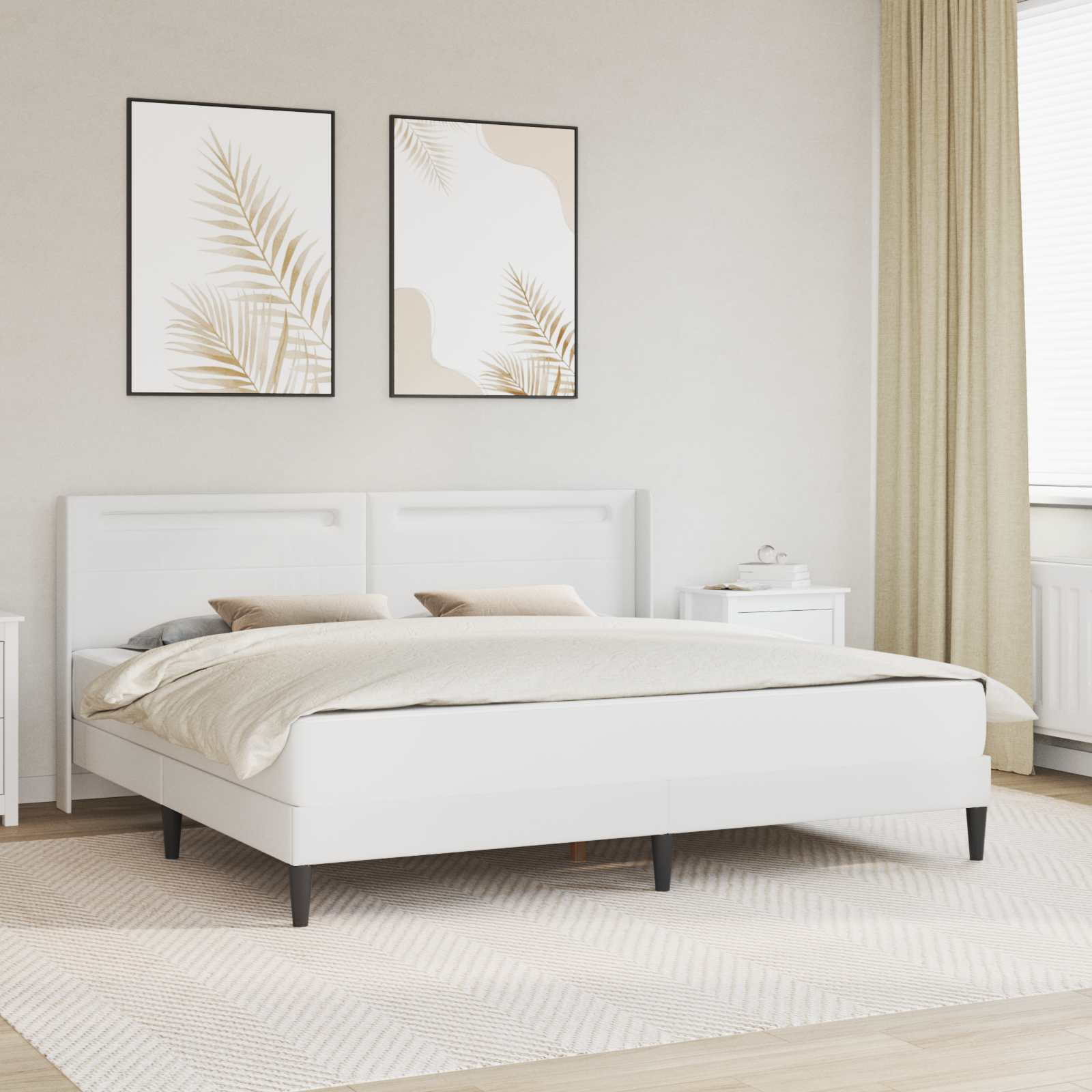 Sengeramme med madras Hvid 180 x 200 cm Kunstlæder