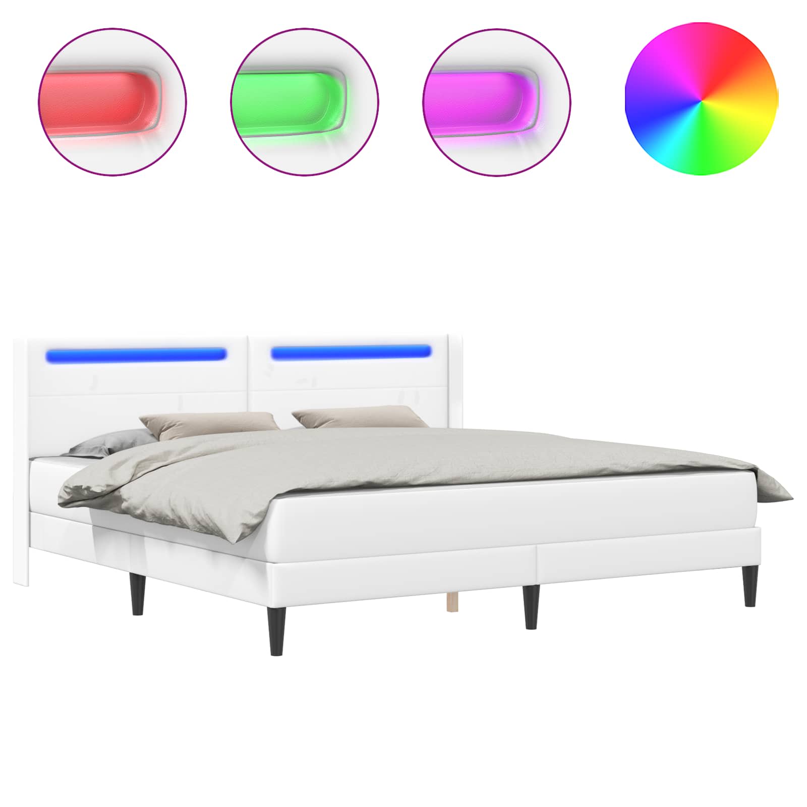 Sengeramme med madras Hvid 180 x 200 cm Kunstlæder