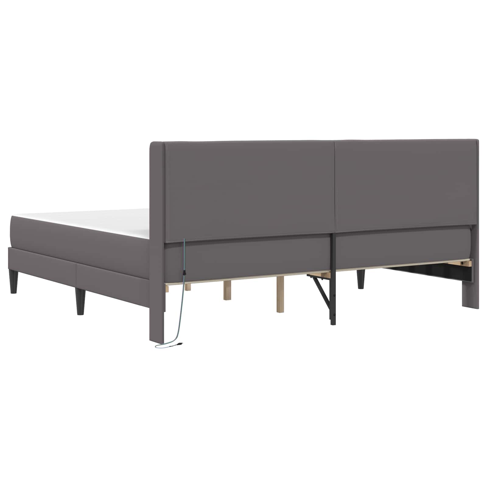 Sengeramme med madras Grå 200 x 200 cm Kunstlæder