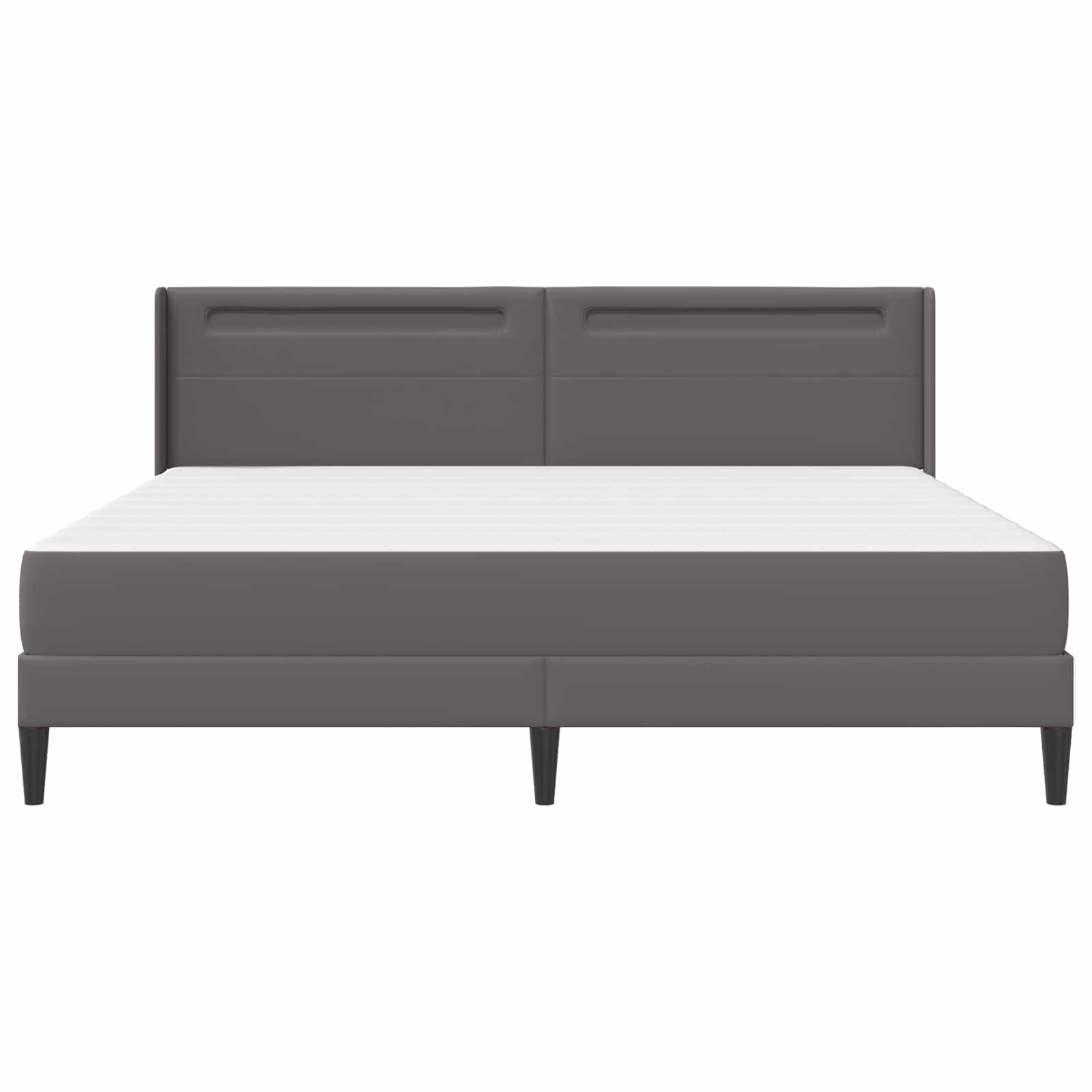 Sengeramme med madras Grå 200 x 200 cm Kunstlæder