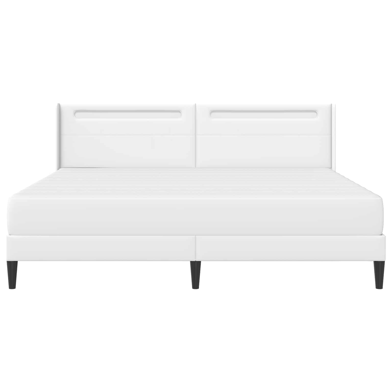 Sengeramme med madras Hvid 200 x 200 cm Kunstlæder