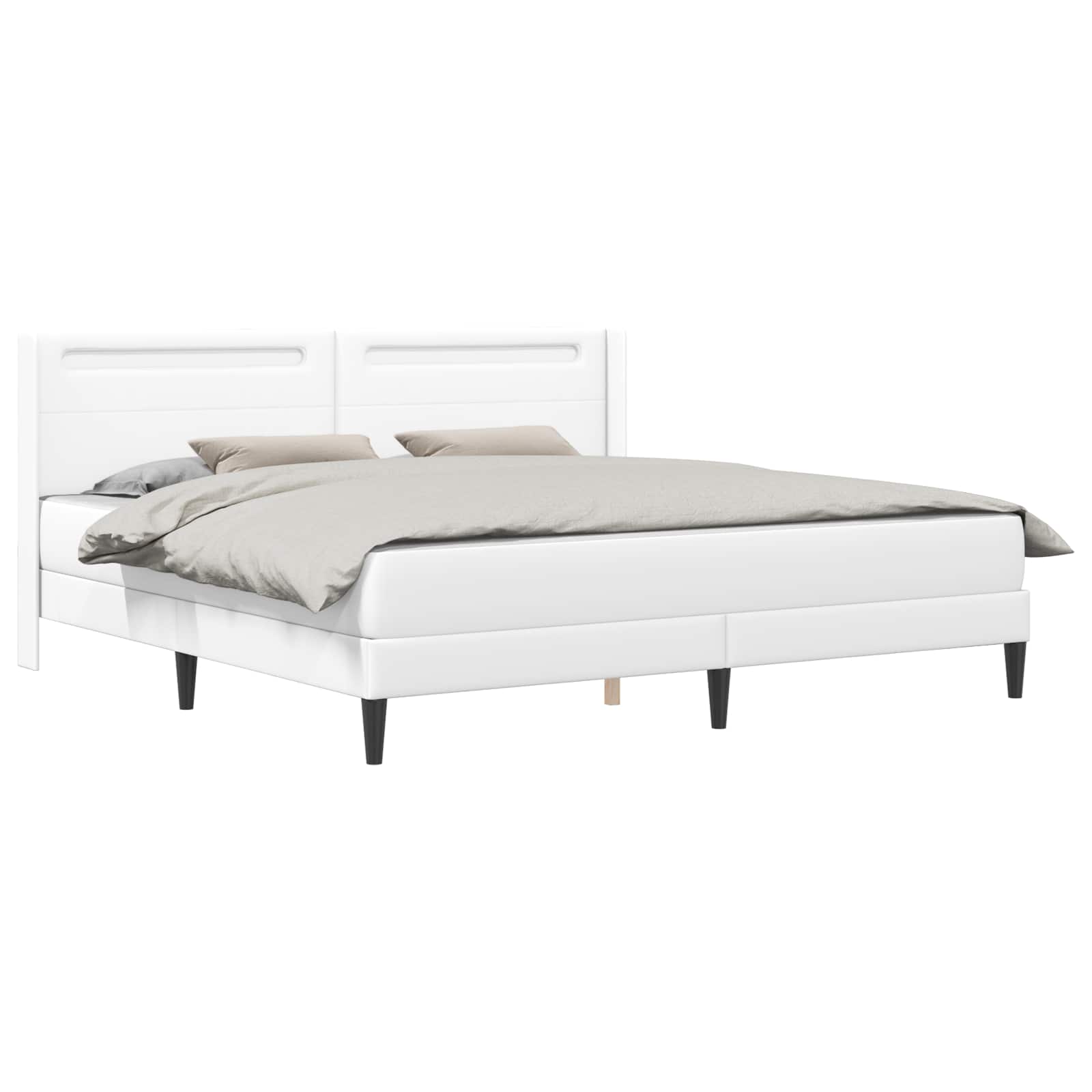 Sengeramme med madras Hvid 200 x 200 cm Kunstlæder