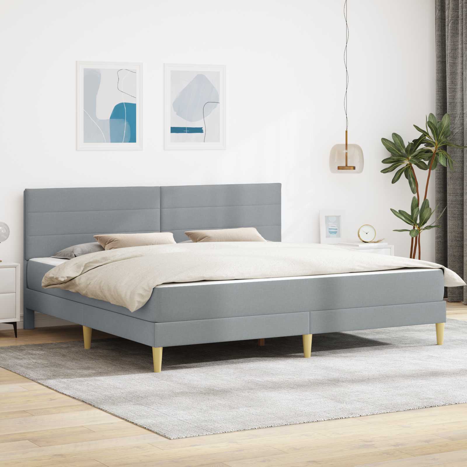 Sengestel Lysegrå 180 x 200 cm Polyester