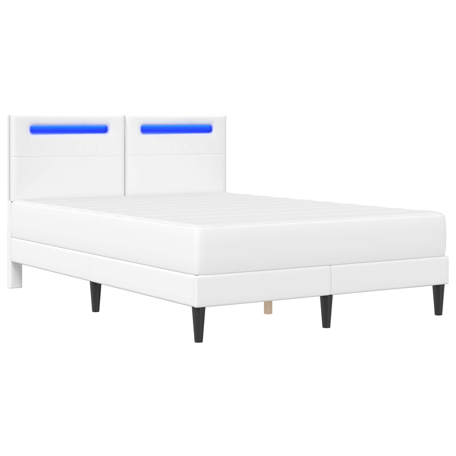 Sengestel med LED-lysstrimler Hvid 120 x 200 cm Kunstlæder