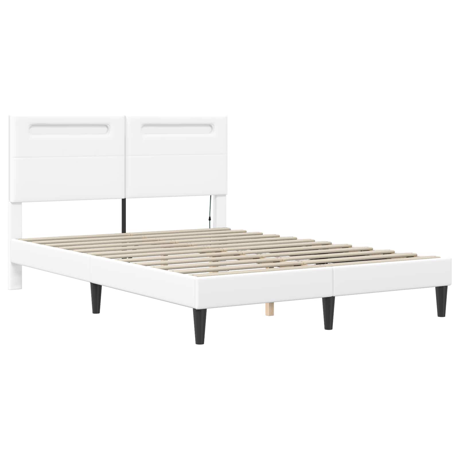 Sengestel med LED-lysstrimler Hvid 120 x 200 cm Kunstlæder