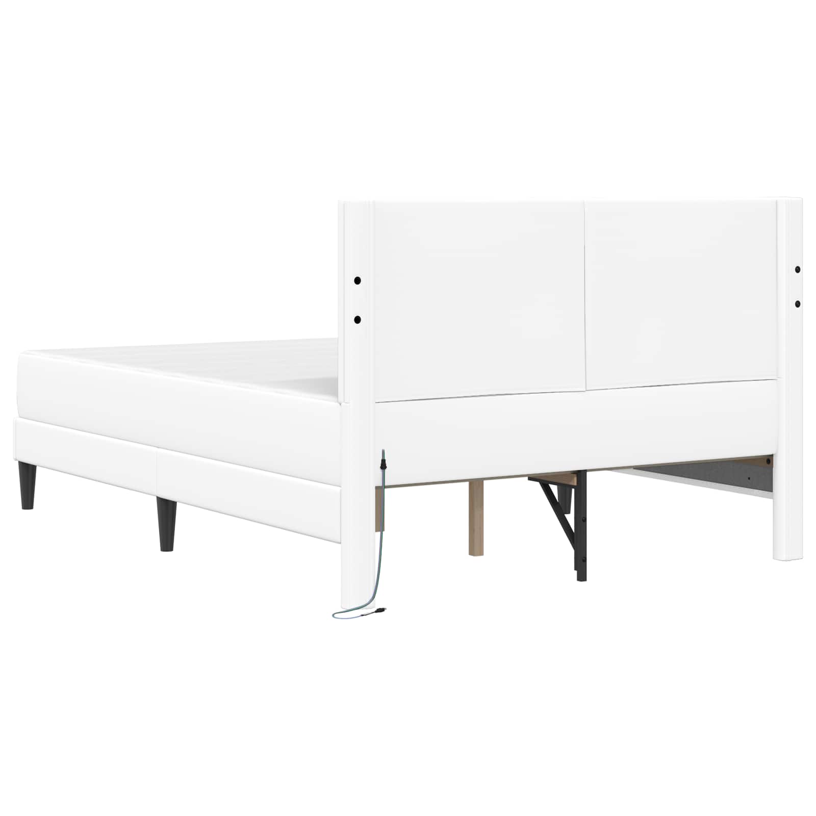 Sengestel med LED-lysstrimler Hvid 120 x 200 cm Kunstlæder