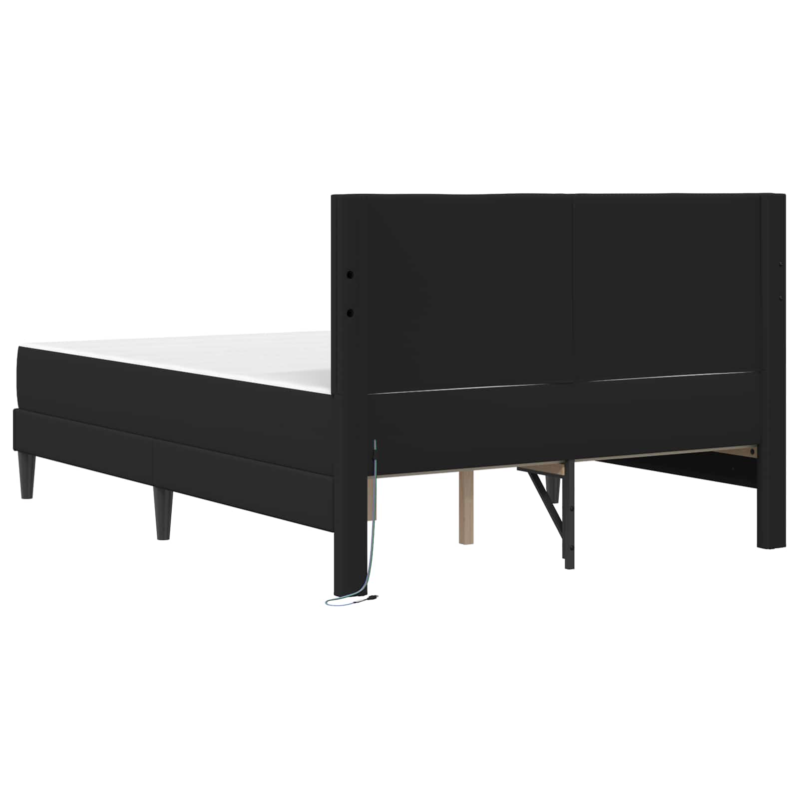 Sengestel med LED-lysstrimler Sort 140 x 190 cm Kunstlæder