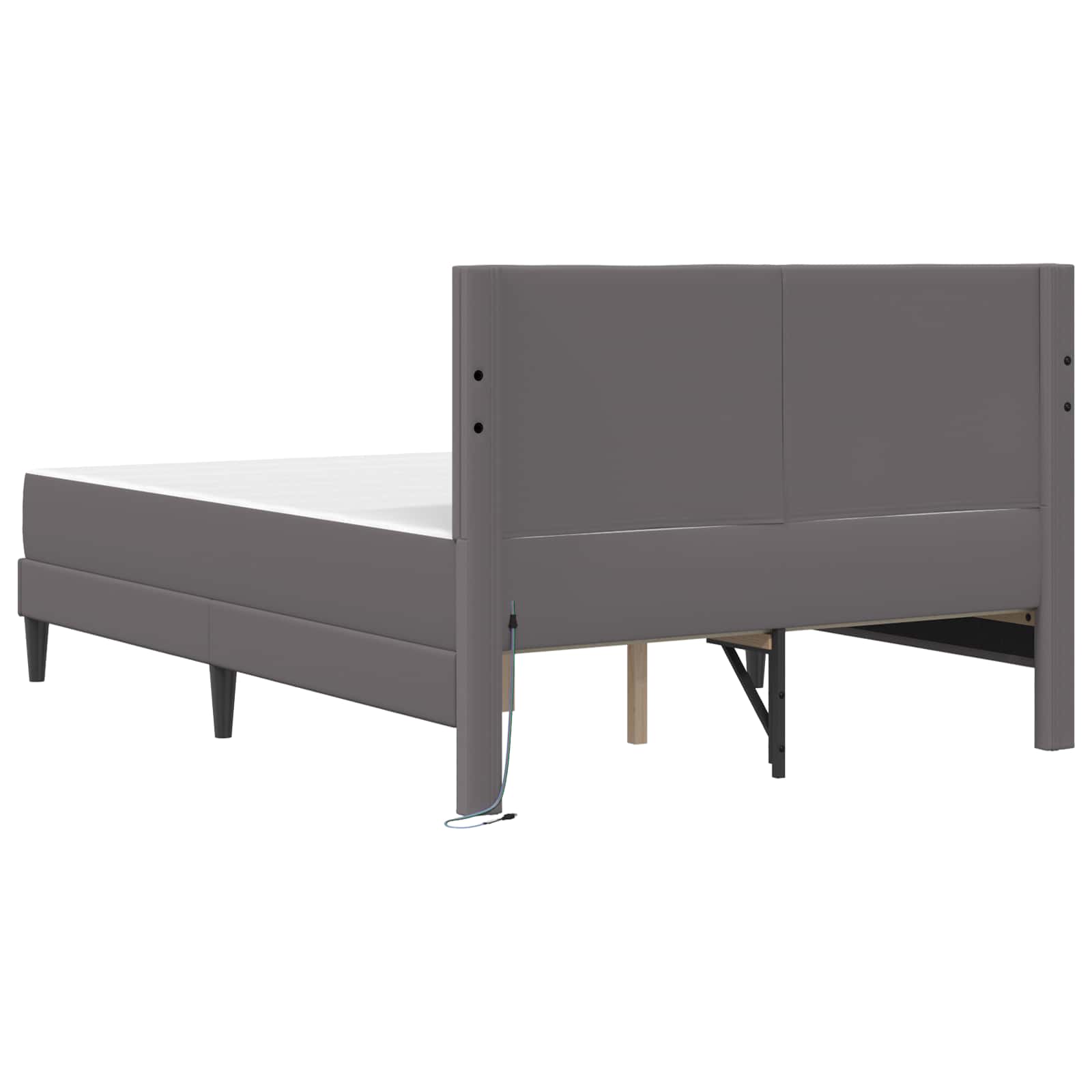 Sengestel med LED-lysstrimler Grå 140 x 200 cm Kunstlæder