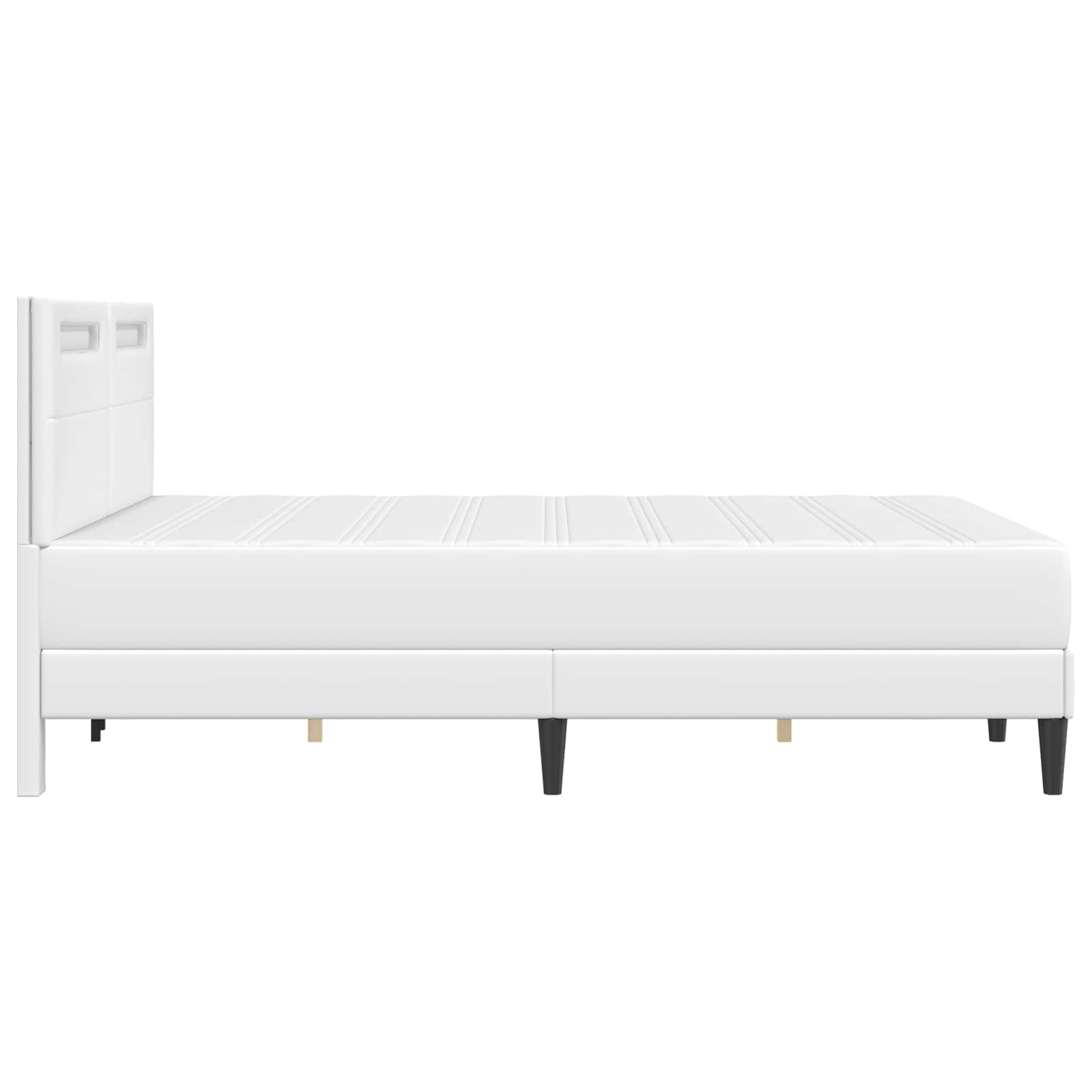 Sengestel med LED-lysstrimler Hvid 140 x 200 cm Kunstlæder