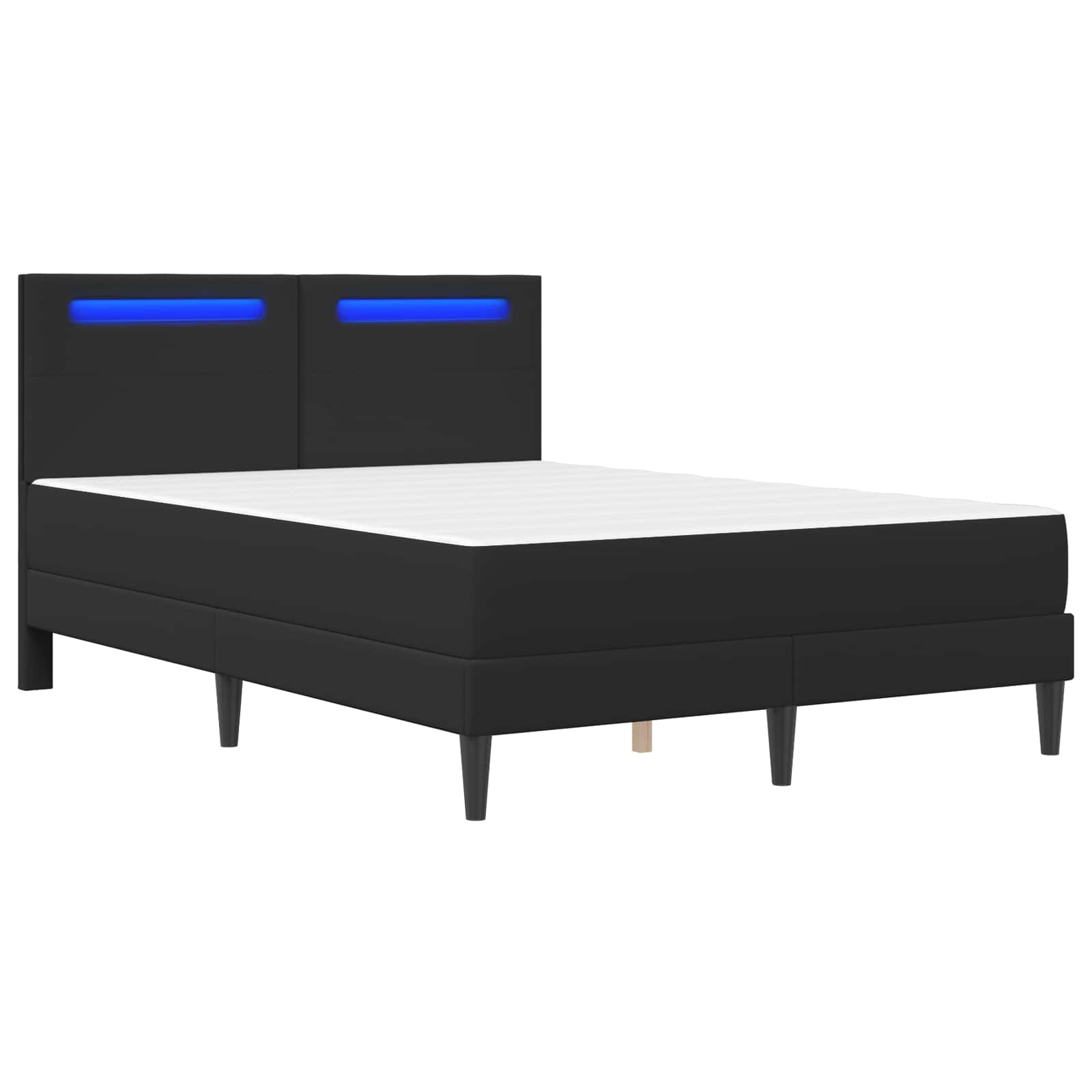 Sengestel med LED-lysstrimler Sort 160 x 200 cm Kunstlæder