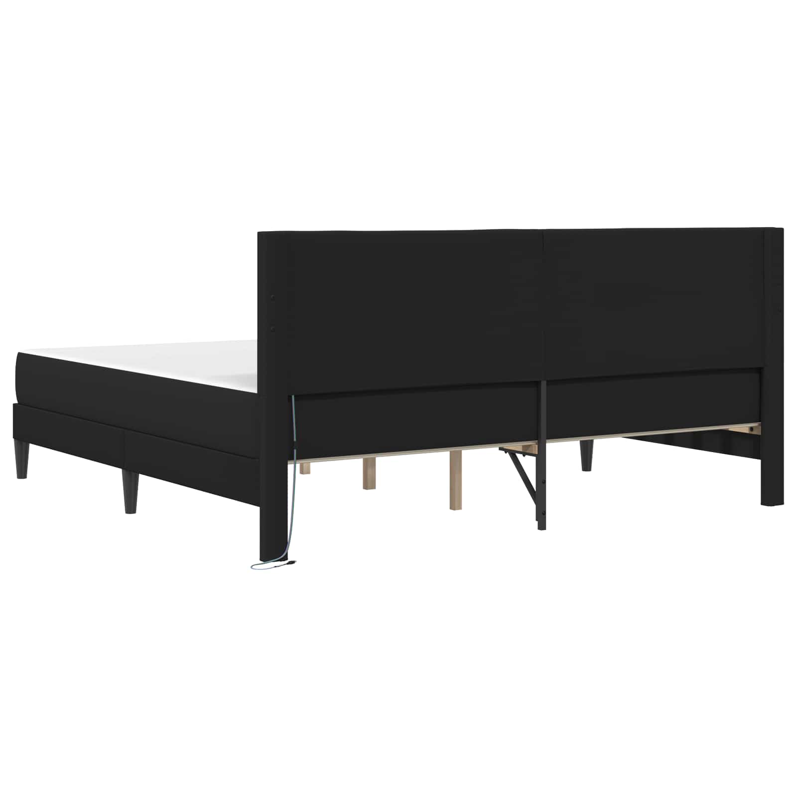 Sengestel med LED-lysstrimler Sort 200 x 200 cm Kunstlæder