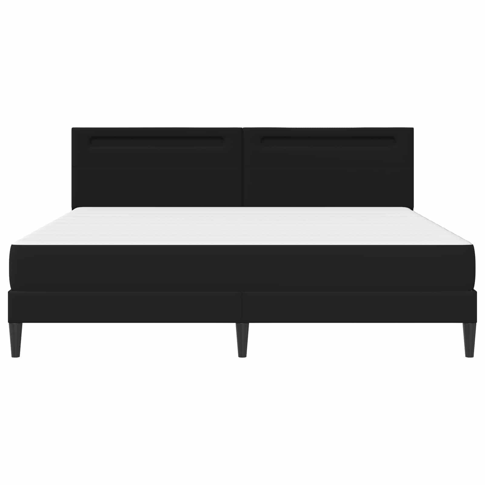 Sengestel med LED-lysstrimler Sort 200 x 200 cm Kunstlæder