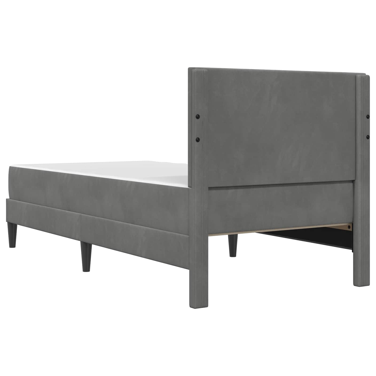 Sengeramme med madras med hovedgærde Mørkegrå 80 x 200 cm Fløjl