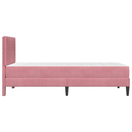 Sengeramme med madras med hovedgærde Lyserød 80 x 200 cm Fløjl