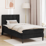 Sengeramme med madras med hovedgærde Sort 90 x 200 cm Fløjl