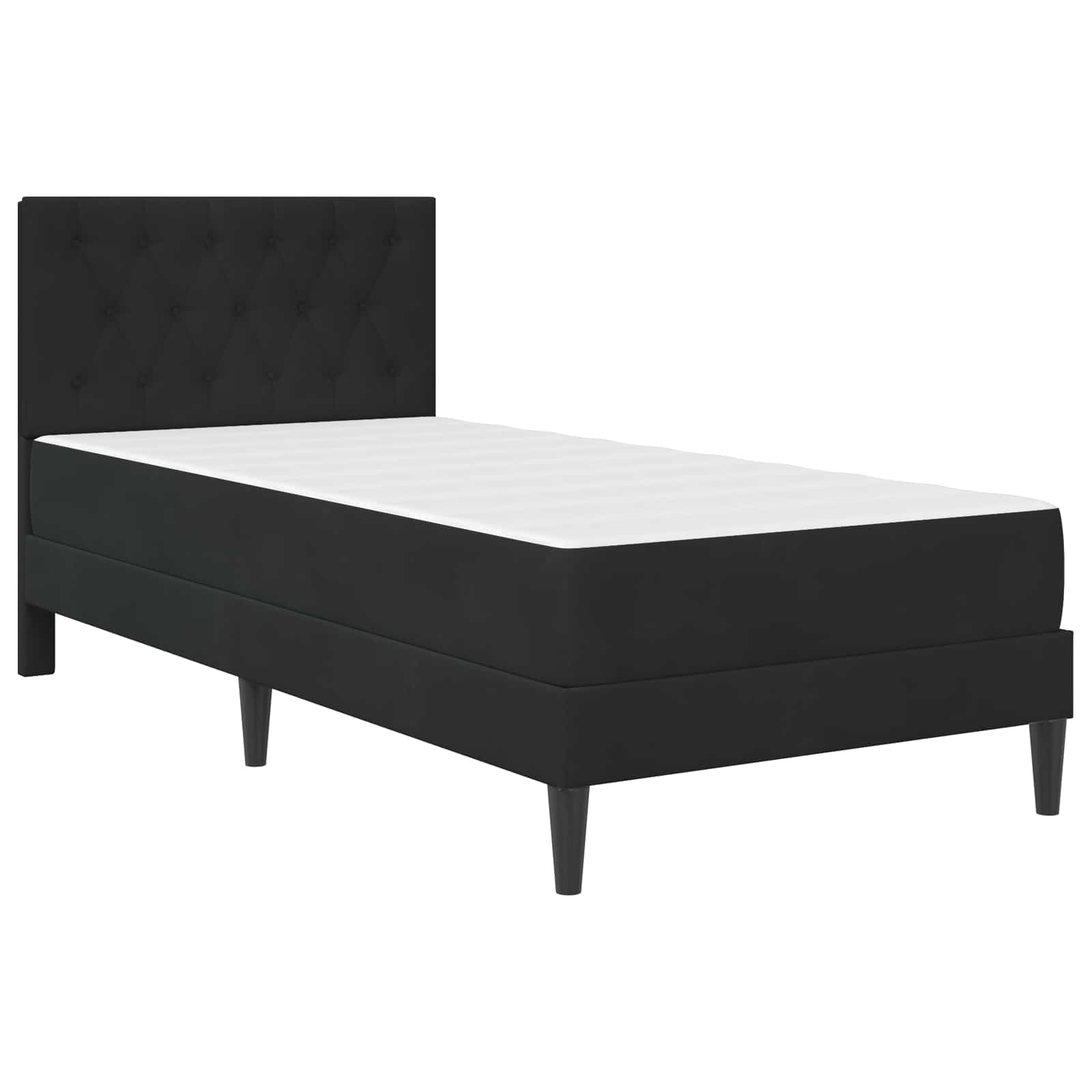 Sengeramme med madras med hovedgærde Sort 90 x 200 cm Fløjl