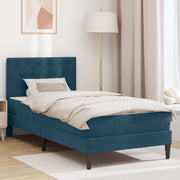 Sengeramme med madras med hovedgærde Blå 100 x 200 cm Fløjl