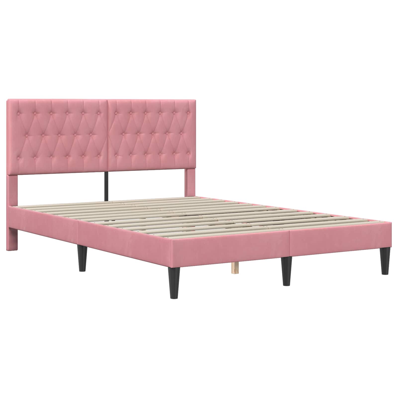 Sengeramme med madras vidaXL Lyserød Lyserød 120 x 190 cm Fløjl