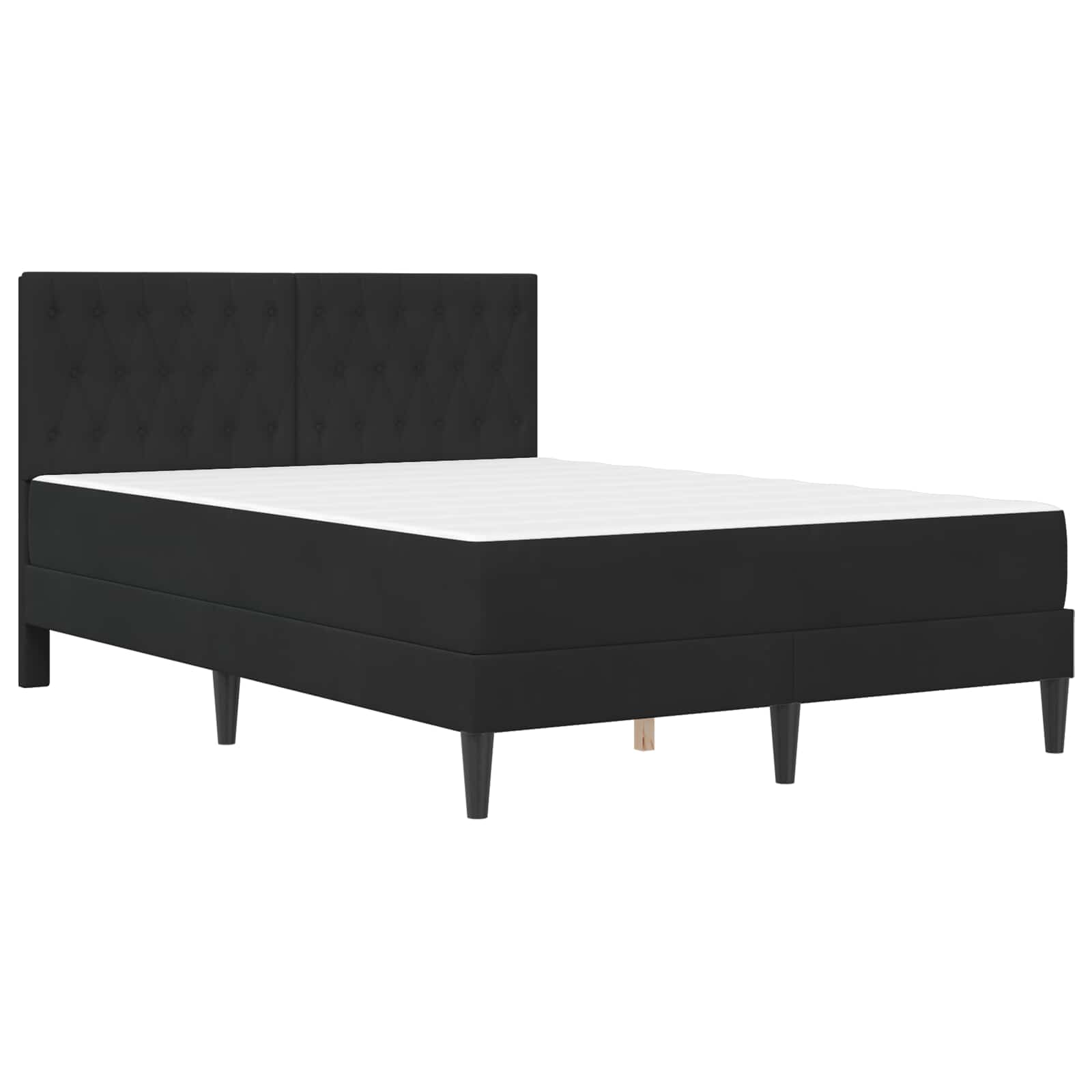 Sengeramme med madras med hovedgærde Sort 120 x 200 cm Fløjl