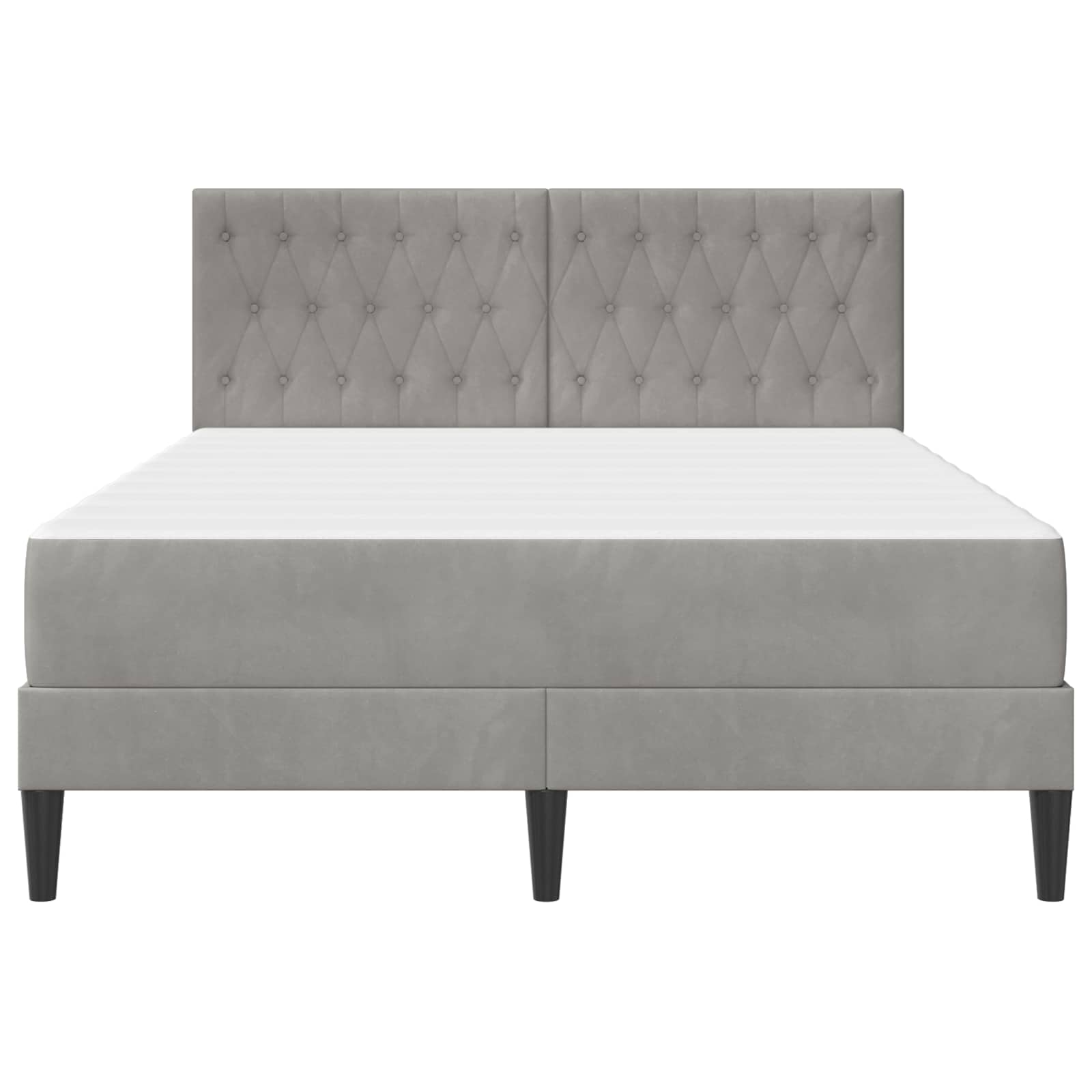 Sengeramme med madras med hovedgærde Lysegrå 140 x 190 cm Fløjl