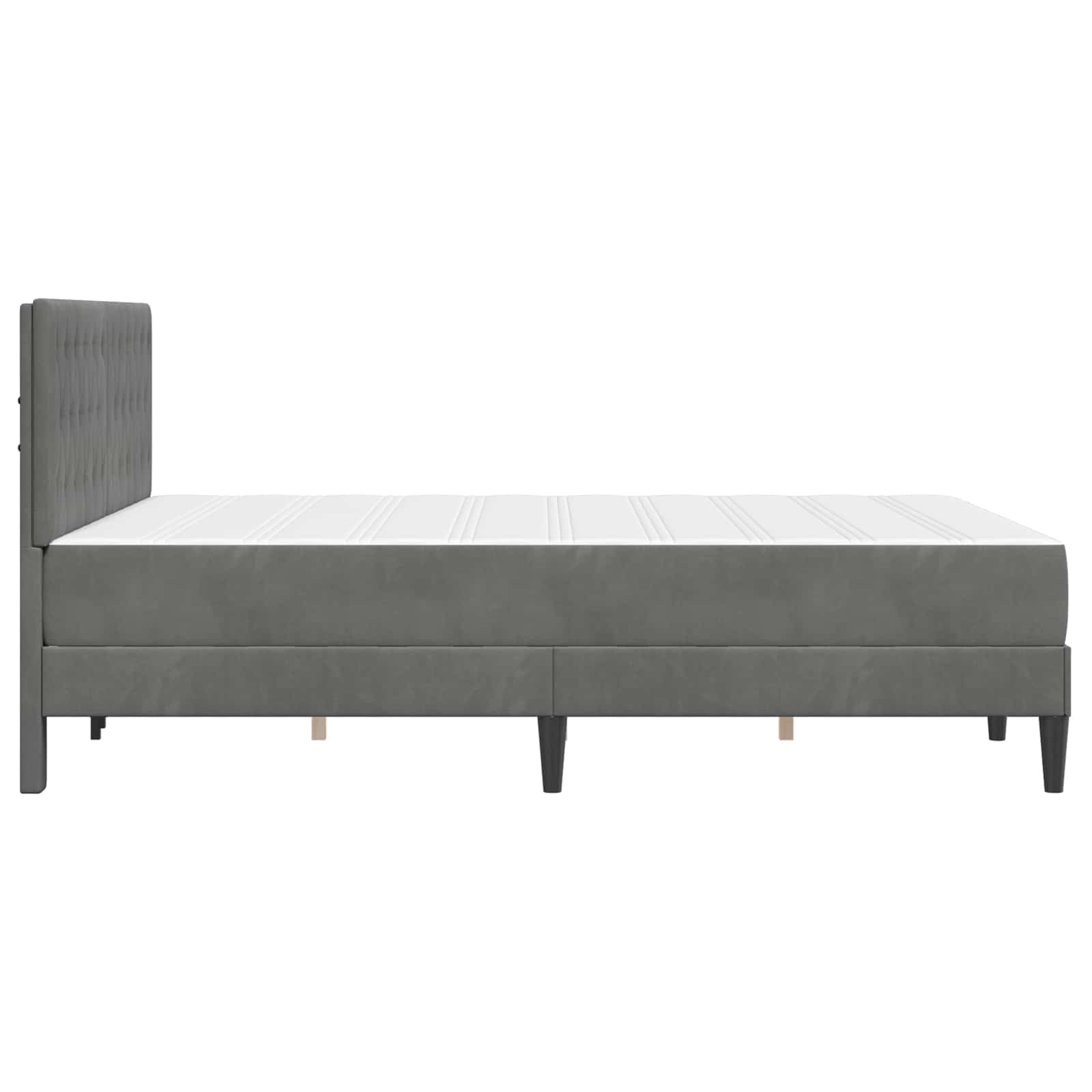 Sengeramme med madras Mørkegrå 140 x 190 cm Fløjl