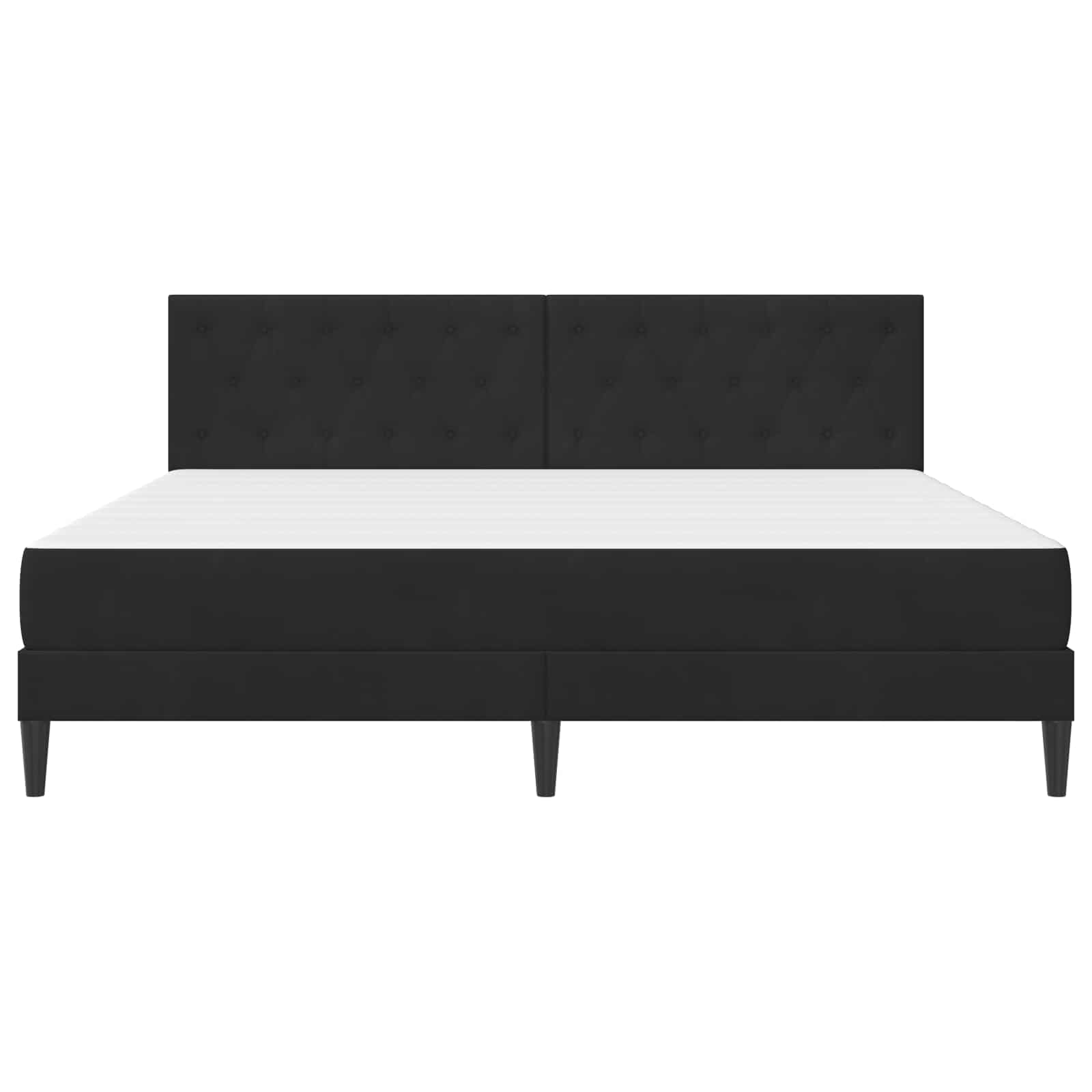 Sengeramme med madras med hovedgærde Sort 180 x 200 cm Fløjl