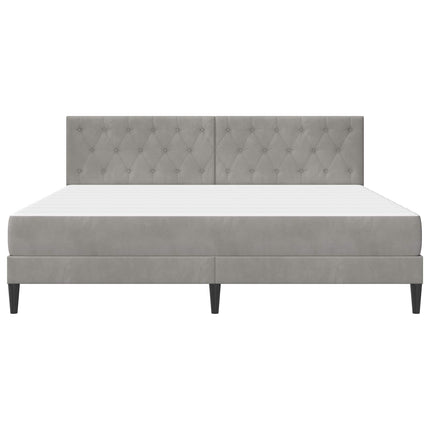 Sengeramme med madras med hovedgærde Lysegrå 200 x 200 cm Fløjl