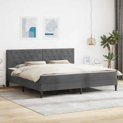 Sengeramme med madras Mørkegrå 200 x 200 cm Fløjl