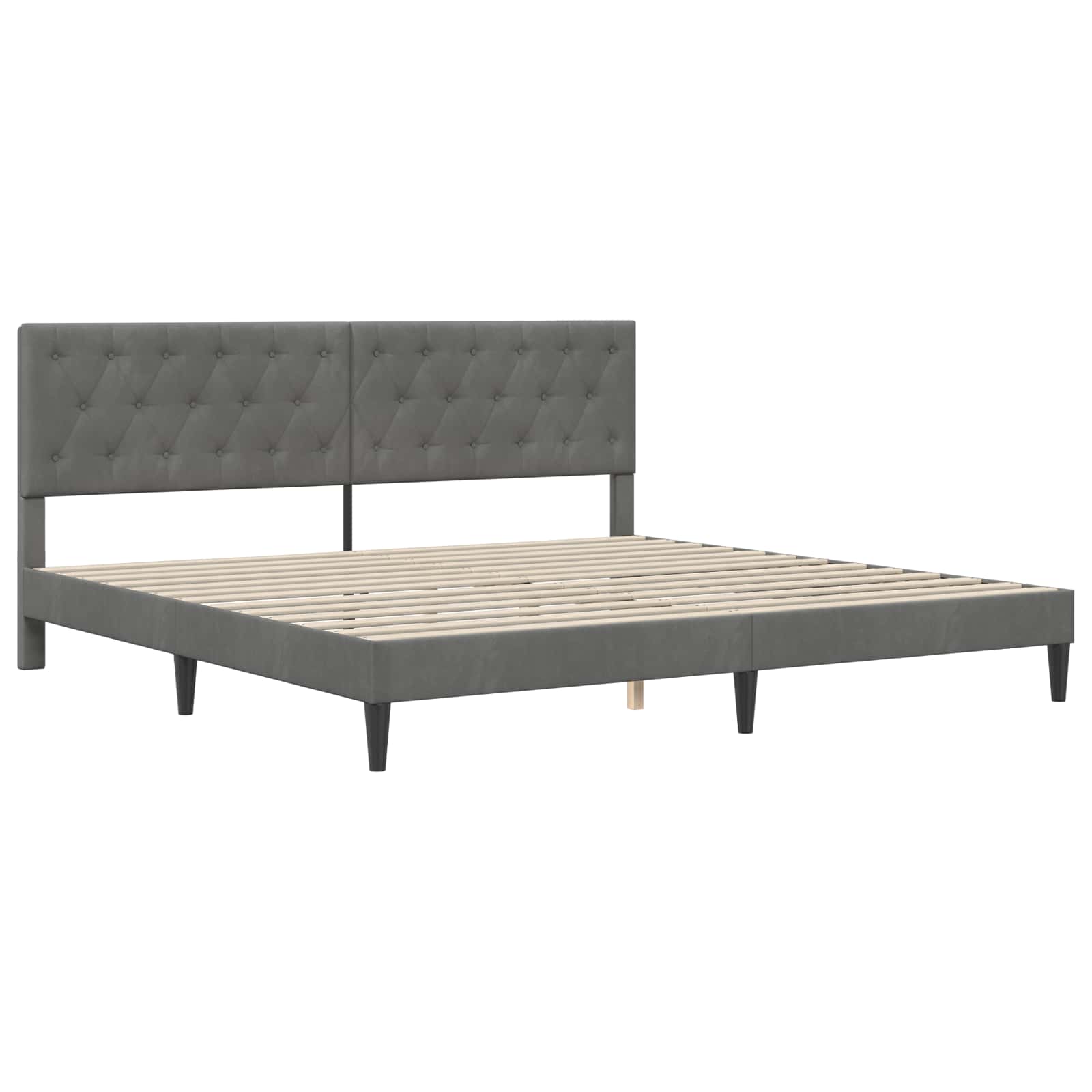 Sengeramme med madras Mørkegrå 200 x 200 cm Fløjl