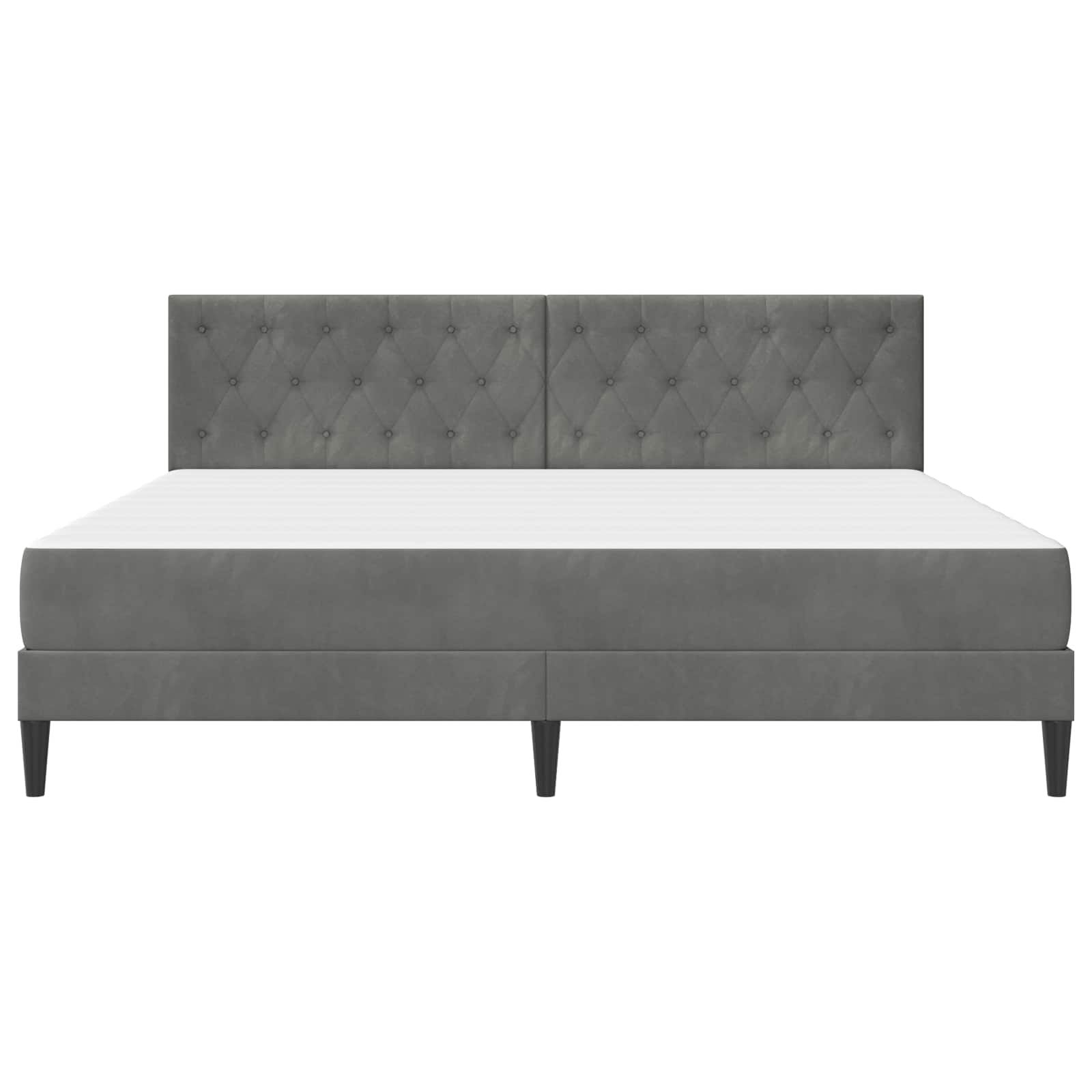 Sengeramme med madras Mørkegrå 200 x 200 cm Fløjl