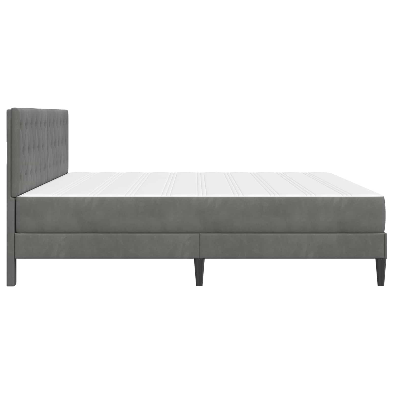 Sengeramme med madras Mørkegrå 200 x 200 cm Fløjl