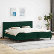 Sengeramme med madras Mørkegrøn 200 x 200 cm Fløjl