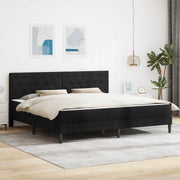 Sengeramme med madras med hovedgærde Sort 200 x 200 cm Fløjl